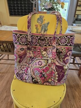 Vera Bradley Pink Purple Paisley Quilted Tote Bag